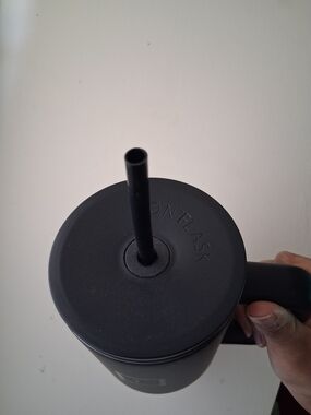 Matte Black Insulated Travel Mug with Straw